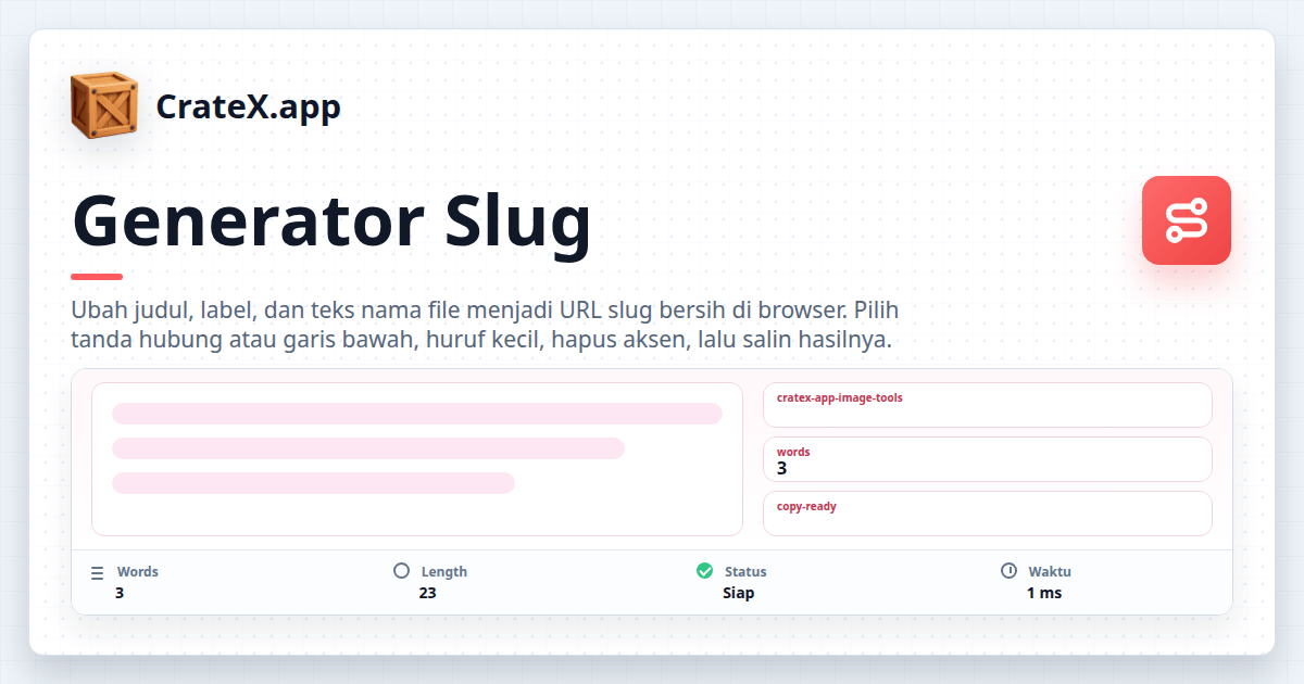 Generator Slug - teks ke URL Slug
