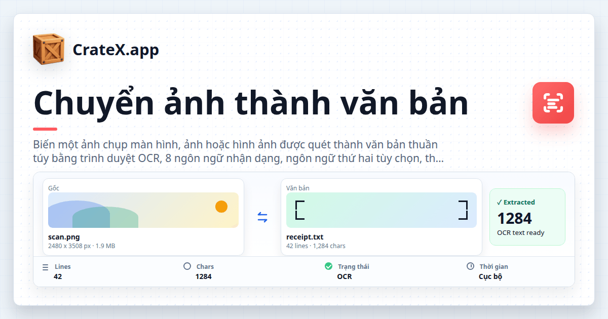 Chuyển ảnh thành văn bản - Ảnh chụp màn hình cục bộ & Ảnh OCR
